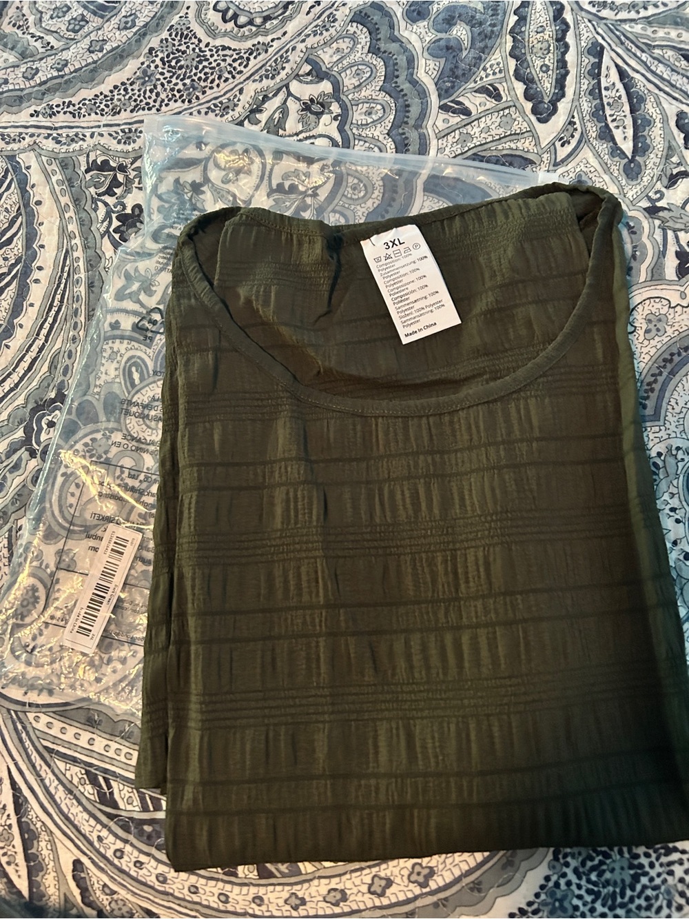 Women's Olive Green Textured Crewneck Dress
